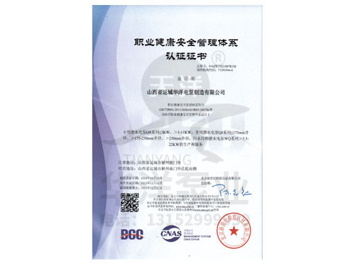 職業(yè)健康******管理體系證書